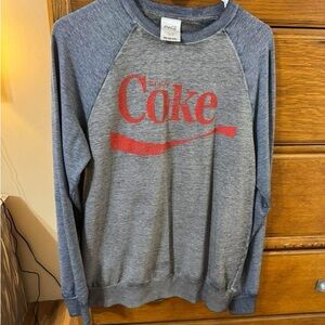 Coca Cola Men's Gray and Red Crewneck Sweater